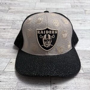 Reebok Men Women Cap‎ NFL Oakland Raiders Black Woven Fitted Baseball Hat Size 8